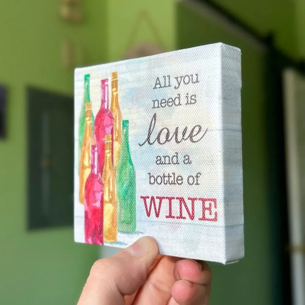 Mini Wine Bottle Themed Canvas Wall Accent Sign By GANZ